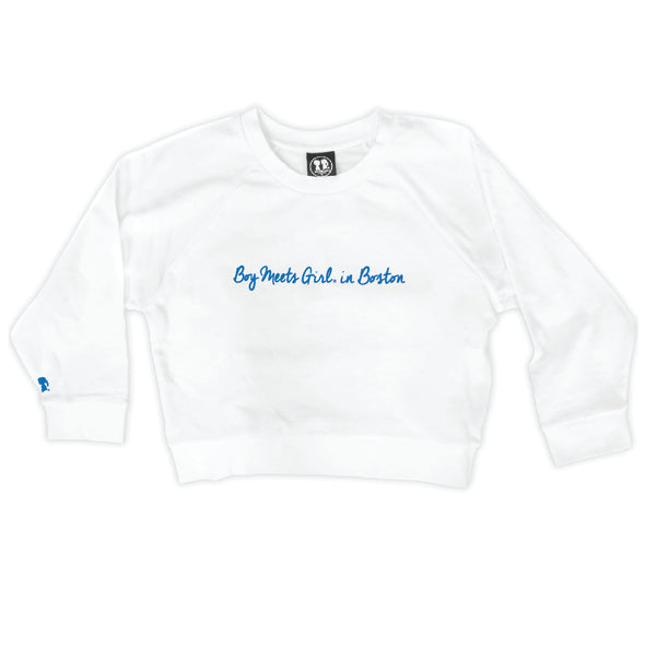 Boy Meets Girl® in Boston White Crop Sweatshirt