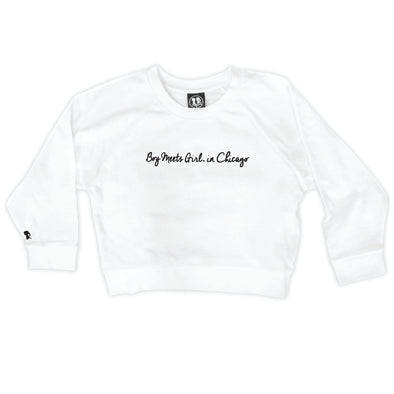 Boy Meets Girl® in Chicago White Crop Sweatshirt