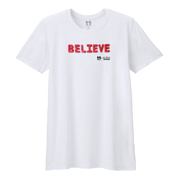 BOY MEETS GIRL® x Cre8ive Crayonz White BELIEVE Adults & Kids Unisex T-Shirt