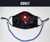BOY MEETS GIRL® x Pretty Connected Mask Chain Set: Adult Survivor Corps "Dylan" Drinking Mask with Royal Blue Chain