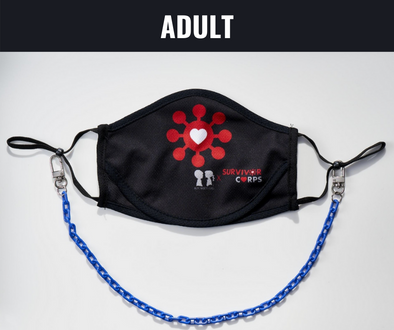 BOY MEETS GIRL® x Pretty Connected Mask Chain Set: Adult Survivor Corps "Dylan" Drinking Mask with Royal Blue Chain