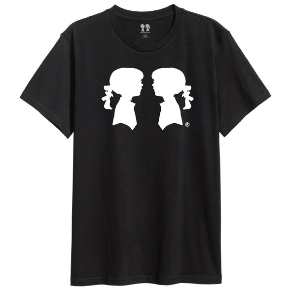 GIRL MEETS GIRL® Black Unisex White Logo Pride Tee