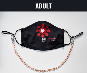 BOY MEETS GIRL® x Pretty Connected Mask Chain Set: Adult Survivor Corps "Dylan" Drinking Mask with Peach Chain