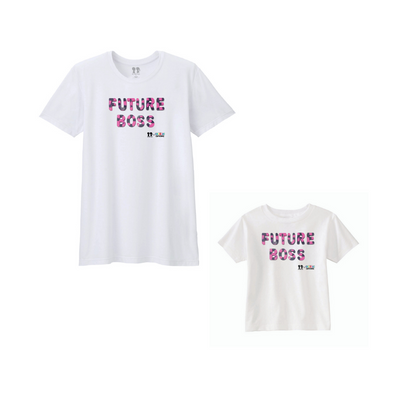 BOY MEETS GIRL® x Cre8ive Crayonz White FUTURE BOSS Pink & Purple Font Adults & Kids Unisex T-Shirt