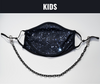 BOY MEETS GIRL® x Pretty Connected Mask Chain Set: Kids Black "Dylan" Drinking Sparkle Mask with Black Chain
