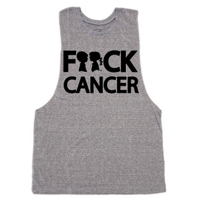 BOY MEETS GIRL® F**ck Cancer Grey Drop Armhole Tank Top