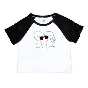 BOY MEETS GIRL® x SURVIVOR CORPS Logo Mask Black Raglan Crop T-Shirt