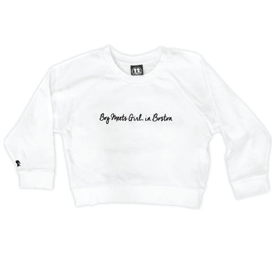 Boy Meets Girl® in Boston White Crop Sweatshirt