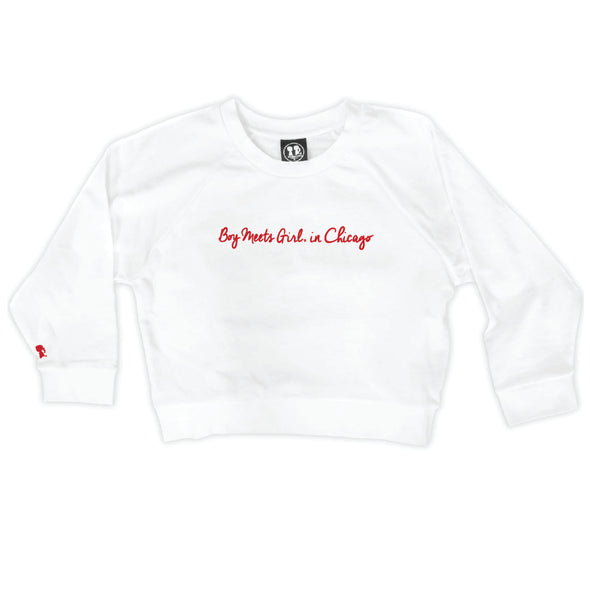 Boy Meets Girl® in Chicago White Crop Sweatshirt