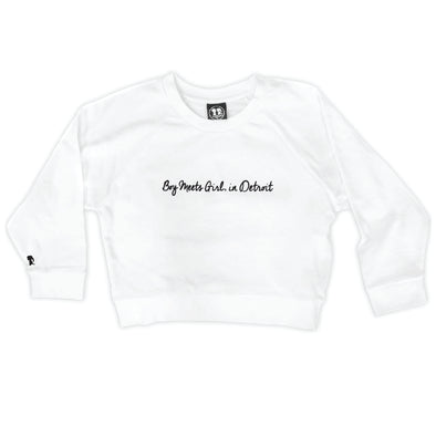 Boy Meets Girl® in Detroit White Crop Sweatshirt