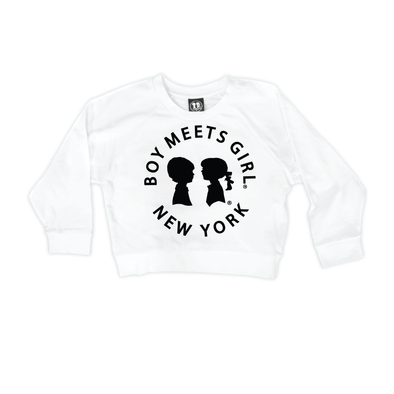 BOY MEETS GIRL® in New York White Crop Sweatshirt
