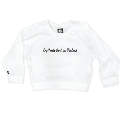 Boy Meets Girl® in Finland White Crop Sweatshirt