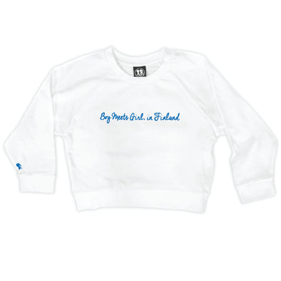 Boy Meets Girl® in Finland White Crop Sweatshirt