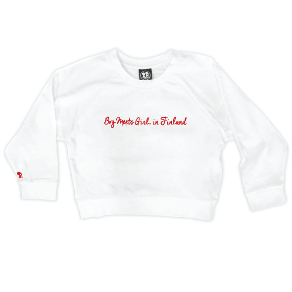 Boy Meets Girl® in Finland White Crop Sweatshirt