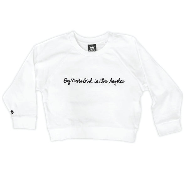 Boy Meets Girl® in Los Angeles White Crop Sweatshirt