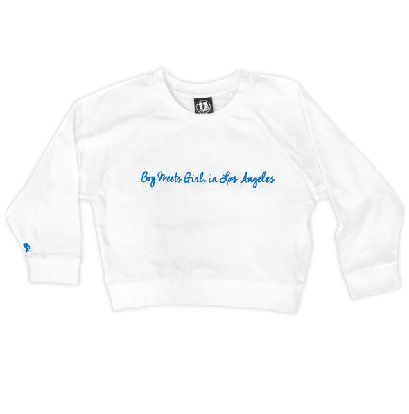 Boy Meets Girl® in Los Angeles White Crop Sweatshirt