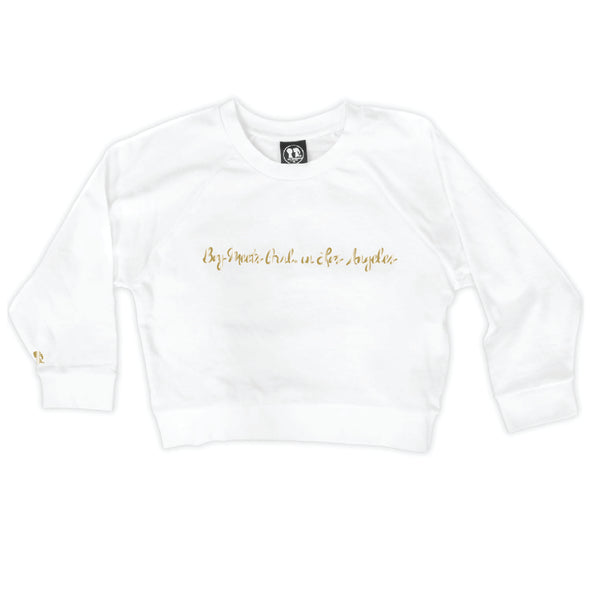 Boy Meets Girl® in Los Angeles White Crop Sweatshirt