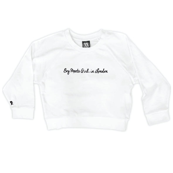 Boy Meets Girl® in London White Crop Sweatshirt