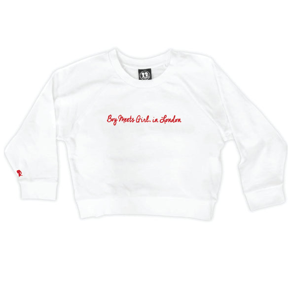 Boy Meets Girl® in London White Crop Sweatshirt