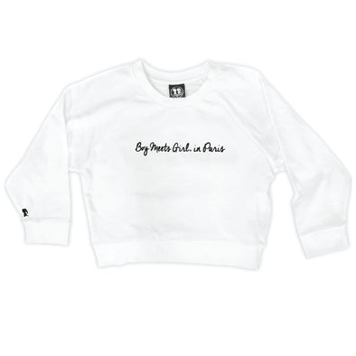 Boy Meets Girl® in Paris White Crop Sweatshirt