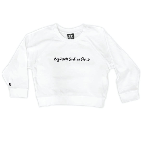 Boy Meets Girl® in Paris White Crop Sweatshirt