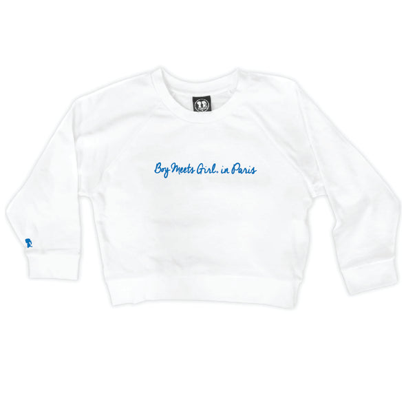 Boy Meets Girl® in Paris White Crop Sweatshirt