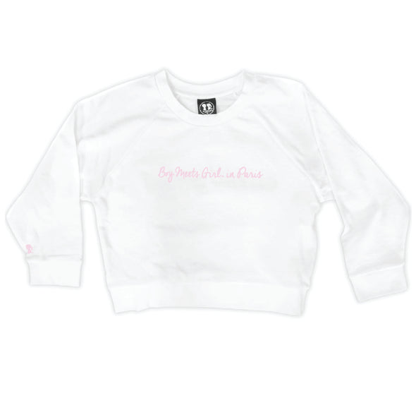 Boy Meets Girl® in Paris White Crop Sweatshirt