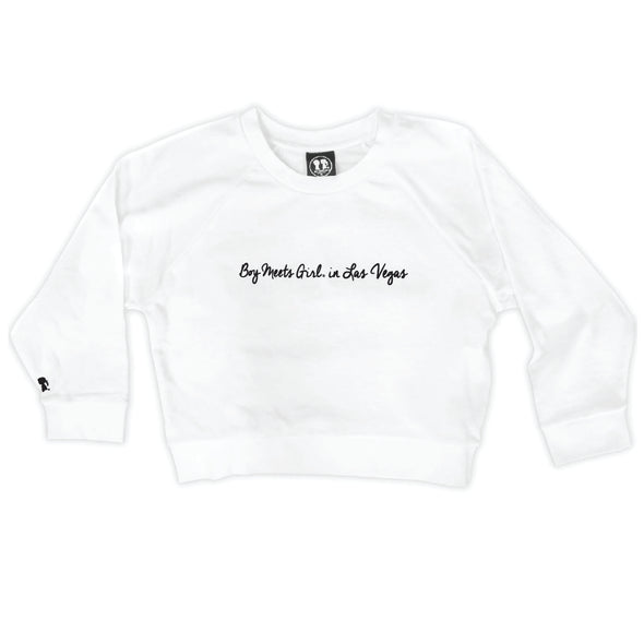 Boy Meets Girl® in Las Vegas White Crop Sweatshirt