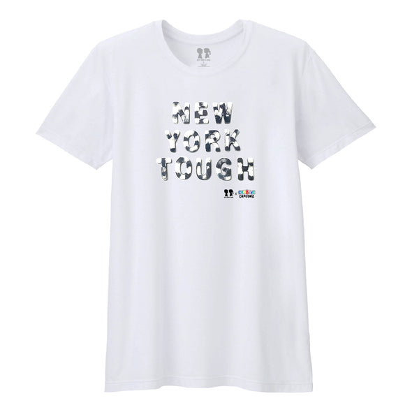 BOY MEETS GIRL® x Cre8ive Crayonz White NEW YORK TOUGH Black & White Font Adults & Kids Unisex T-Shirt