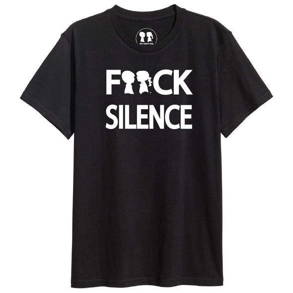 BOY MEETS GIRL® Black F**CK Silence Unisex T-Shirt