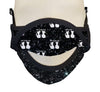BOY MEETS GIRL® x Pretty Connected Mask Chain Set: Adult Black "Dylan" Drinking Sparkle Mask with Light Blue Chain