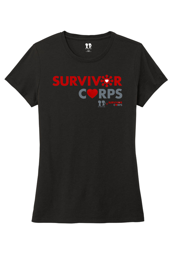 BOY MEETS GIRL® x SURVIVOR CORPS Tri-Blend Crew Neck Black T-Shirt