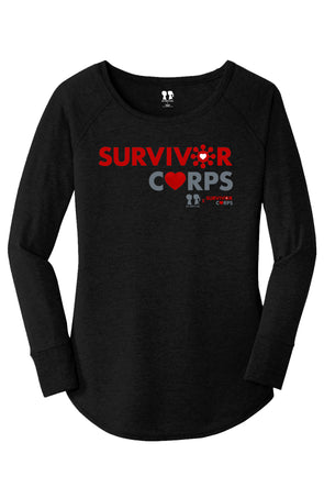 BOY MEETS GIRL® x SURVIVOR CORPS Tri-Blend Black Long Sleeve Tunic T-Shirt