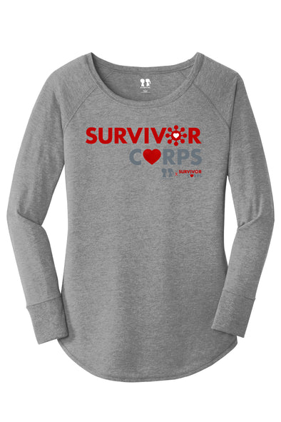 BOY MEETS GIRL® x SURVIVOR CORPS Tri-Blend Heather Grey Long Sleeve Tunic T-Shirt