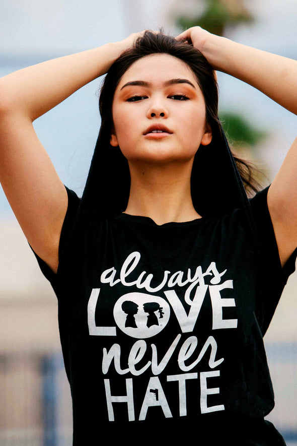 BOY MEETS GIRL® Always Love, Never Hate White Unisex Tee