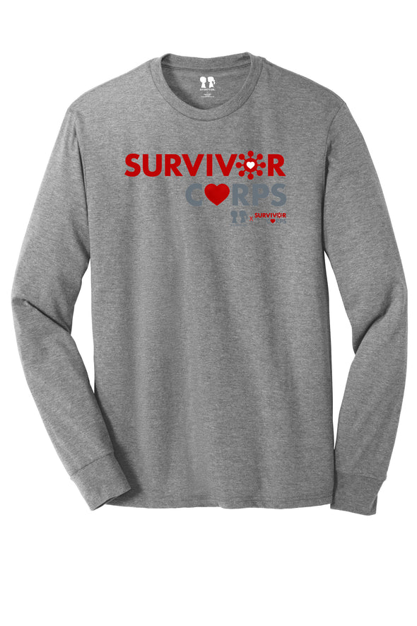 BOY MEETS GIRL® x SURVIVOR CORPS Tri-Blend Heather Grey Long Sleeve Unisex Tunic T-Shirt