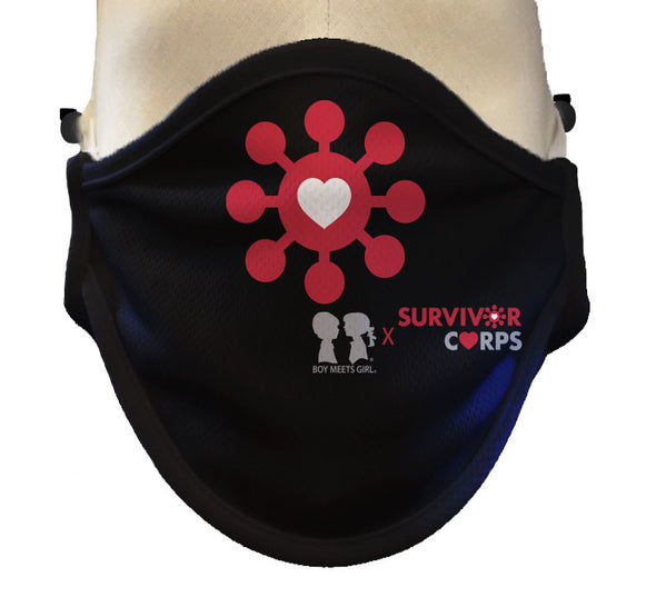 BOY MEETS GIRL® x Pretty Connected Mask Chain Set: Kids Survivor Corps "Dylan" Drinking Mask with Black Chain