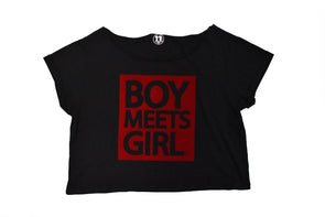 Boy Meets Girl® Glitter 'n' Grit Velvet Script Crop Tee