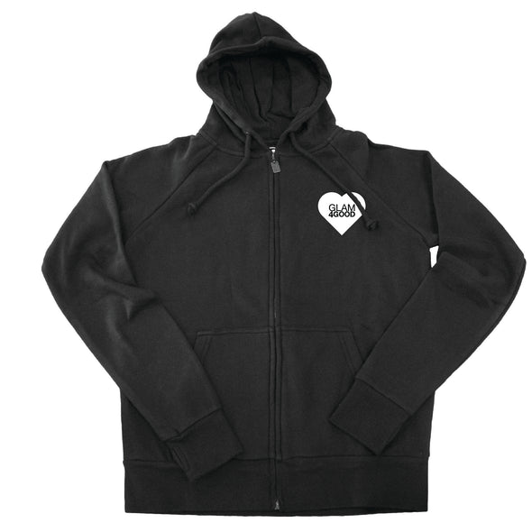 BOY MEETS GIRL® for GLAM4GOOD Black Zip Hoodie