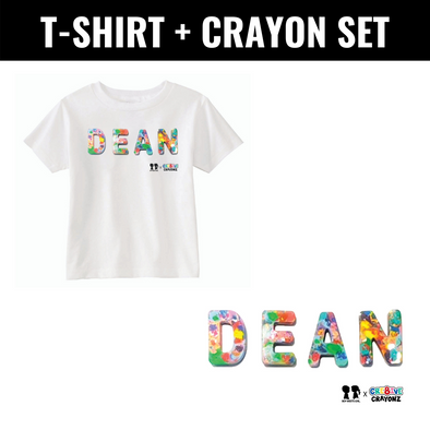 BOY MEETS GIRL® x Cre8ive Crayonz Recycled Confetti Font Customizable Adults or Kids T-Shirt + Crayon Bundle