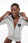 BOY MEETS GIRL® for GLAM4GOOD Heather Grey Zip Hoodie