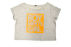 Boy Meets Girl® Glitter 'n' Grit Florescent Script Crop Tee