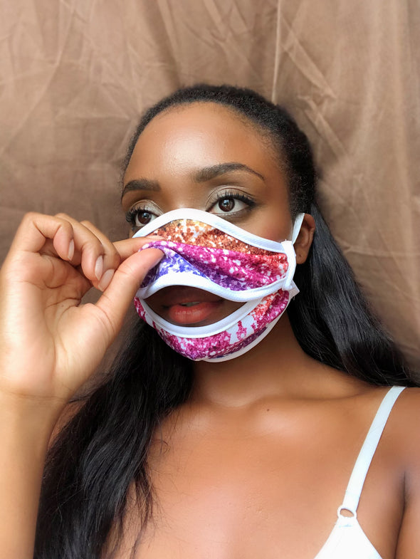 BOY MEETS GIRL® "Dylan" Sparkle Purple Drinking Mask