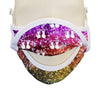 BOY MEETS GIRL® x Pretty Connected Mask Chain Set: Adult Multi-Color "Dylan" Drinking Sparkle Mask with Hot Pink Chain
