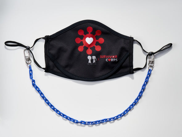 BOY MEETS GIRL® x Pretty Connected Mask Chain Set: Kids Survivor Corps "Dylan" Drinking Mask with Royal Blue Chain