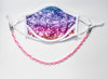 BOY MEETS GIRL® x Pretty Connected Mask Chain Set: Adult Multi-Color "Dylan" Drinking Sparkle Mask with Hot Pink Chain