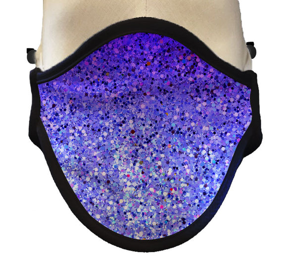 BOY MEETS GIRL® x Pretty Connected Mask Chain Set: Kids Purple "Dylan" Drinking Sparkle Mask with Light Blue Chain