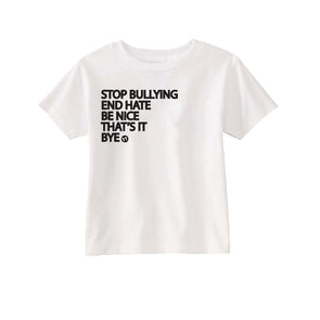 BOY MEETS GIRL® Stop Bullying, End Hate Kids White Unisex Tee
