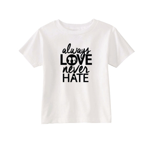 BOY MEETS GIRL® Always Love, Never Hate Kids White Unisex Tee