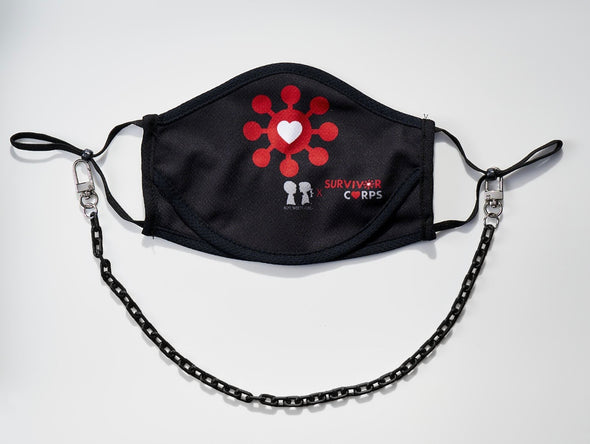 BOY MEETS GIRL® x Pretty Connected Mask Chain Set: Kids Survivor Corps "Dylan" Drinking Mask with Black Chain